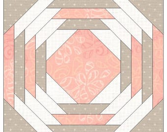 Patrón de costura FPP: piña, bloque de una pieza, patrón de bloque de edredón, edredón para principiantes, paper piecing de base, costura para principiantes, bloque fácil