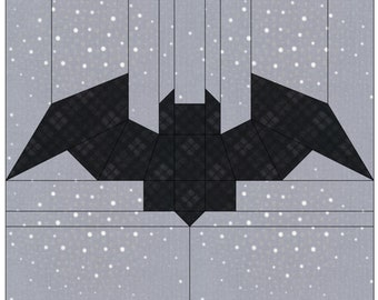 Patrón de costura de bloque de edredón de murciélago de Halloween - PDF, descarga de patrones, edredón, descarga instantánea, 12 x 12, murciélago, Halloween, bloque de edredón, espeluznante