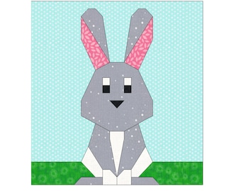 Patrón de costura de bloque de edredón de conejito de Pascua - PDF, descarga, edredón, descarga instantánea, 12 x 12, Pascua, Conejito, Conejo, bloque de edredón, Cojín PDF