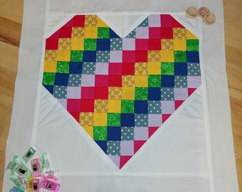 Patrón de costura Cascade Heart Quilt Block - PDF, descarga de patrones, edredón, descarga instantánea, 12 x 12, Corazón, San Valentín, bloque de edredón, principiante