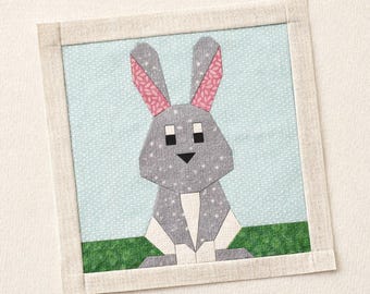 Patrón de costura para bloque de colcha de conejito de Pascua – PDF de 12 x 12 pulgadas (descarga digital)