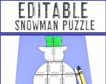 Editable Snowman Puzzle: Winter Math & Literacy Game (Digital Download)