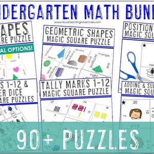 Può includere: Un set di puzzle di matematica per l'asilo, stampabili e digitali. I puzzle presentano forme 2D, forme geometriche, segni di conteggio, numeri da 1 a 12 e addizioni e sottrazioni da 0 a 10. I puzzle sono progettati per aiutare i bambini ad apprendere i concetti matematici di base. Il set include oltre 90 puzzle.