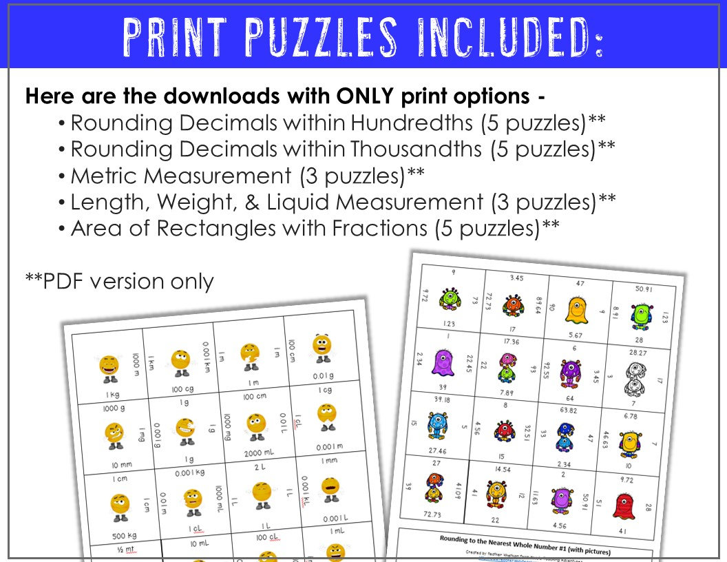 5th Grade Math Puzzle BUNDLE - Centers, Stations, Review, Practice ...