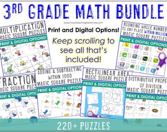 3rd Grade Math Puzzle Bundle: Classroom & Homeschool (Digital Download)