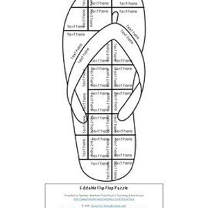 EDITABLE Flip Flop Puzzle - Great Spring, Summer, or Back to School ...