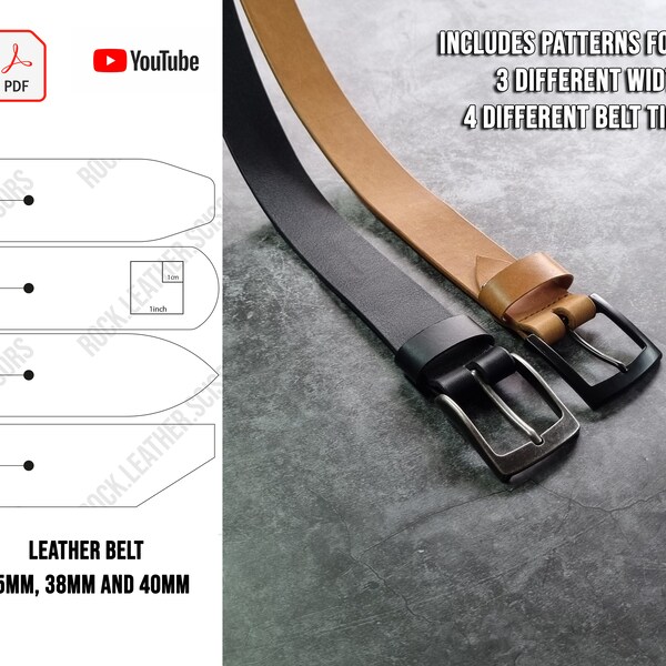 SET Leather Belt Template, Classic Belt Pattern, Modern Belt PDF, Leather Belt PDF Pattern, Classic Belt, Modern Belt, Stylish Belt Template