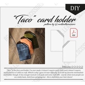 TACO Kartenhalter, schlanker Kartenhalter, Minimalistische Brieftasche DIY, schlankes Design Brieftasche Muster, Brieftasche Muster Pdf, Kartenhalter Vorlage, PDF