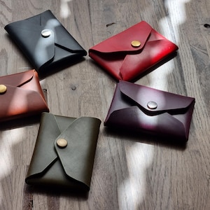 Porta carte senza cuciture, porta carte a busta, mini borsetta, regalo per lei, elegante porta carte, portafoglio con bottone, regalo per la festa della mamma, portafoglio per carte
