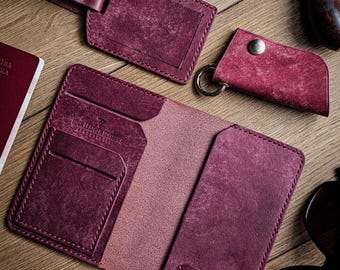 ADVENTURER Passport Wallet, Handmade Leather Passport cover, Passport Sleeve, Travel Wallet, Leather Travel Organizer, Document Organizer