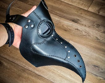 Máscara de cuero de Doctor de la Peste - Accesorio de disfraz de Halloween de terror para cosplay y LARP, máscara facial de Doctor de la Peste Negra, Cosplay de Doctor de la Peste
