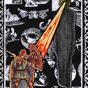 Fionn McCool and Áillen A4 Art Print