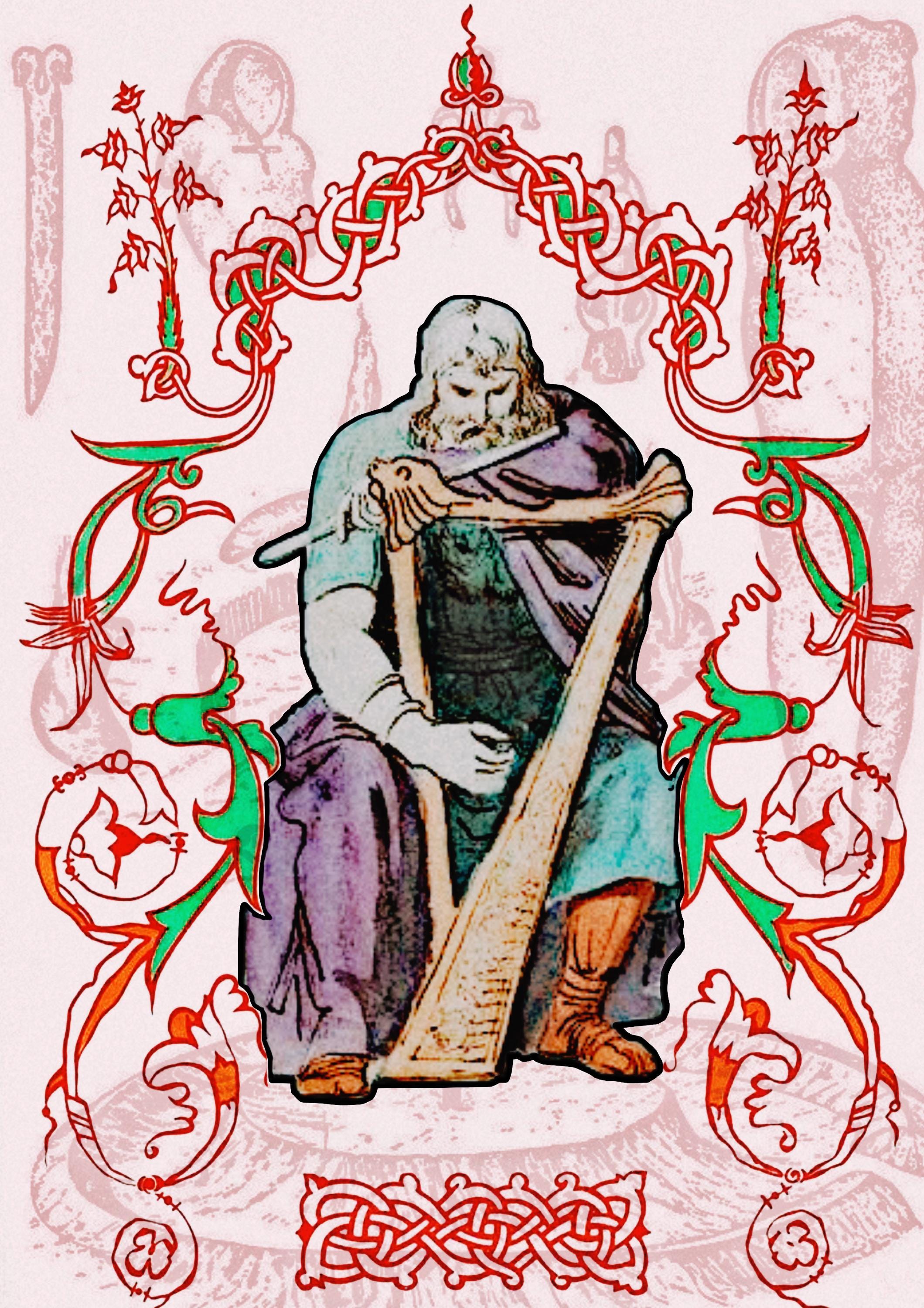 The Dagda and His Harp A4 Art Print