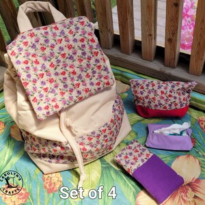 Sac à dos, sac à dos, cartable, sac de voyage - sac à dos, trousse à cosmétiques, étui en verre, housse en tissu - fait main - lavable, cottagecore