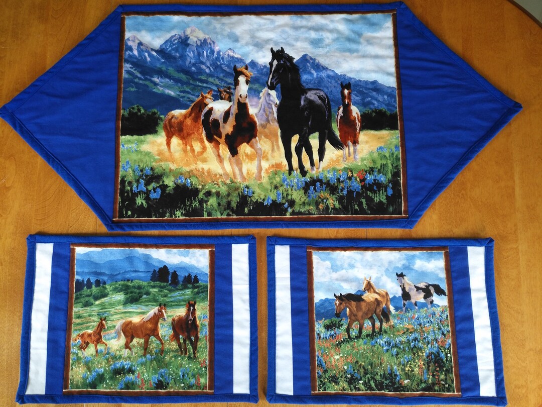 Placemats, Horse, Horse Fabric, Horse Placemats, Horse Table Runner