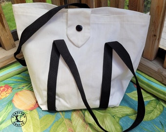 White Canvas Tote Bag, Shopping Bag, Grocery Bag, Reusable Tote Bag- Washable