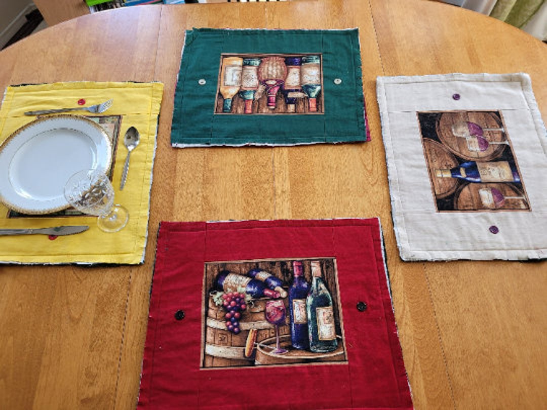 Placemats, Wine Placemats, Fabric Placemats, Wine, Table Mat - Cotton ...