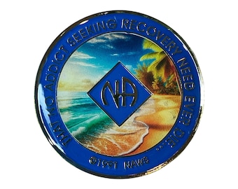 Beach Sunset NA Coin: Narcotics Anonymous Recovery Gift | Bronze Sobriety Medallion