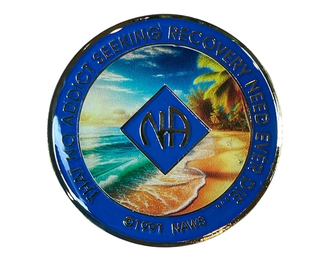 Beach Sunset NA Medallion: Narcotics Anonymous Recovery Gift