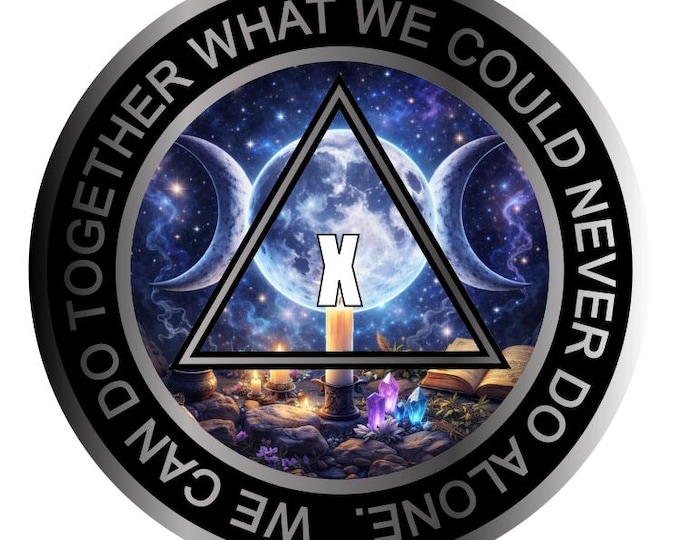 Moon Phases AA Recovery Medallion – Serenity Prayer Sobriety Coin (38mm)