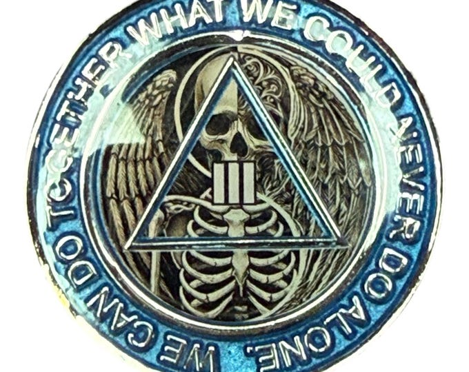 Skeleton Angel AA Medallion – Sobriety Chip with Serenity Prayer Back -  Resin Finish