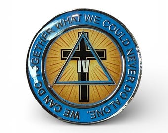 Christian Cross AA Sobriety Token – Faith-Based Recovery Coin with Serenity Prayer - Resin Finish