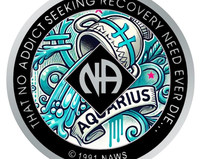 NA Zodiac Medallion – Aquarius – Recovery Chip