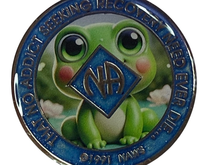 3D Frog NA Medallion: Narcotics Anonymous Sobriety Coin | Bronze Recovery Token