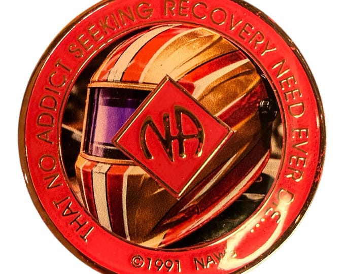 NA Medallion with Welding Helmet Design – Narcotics Anonymous Recovery Chip – Clean Time Anniversary Token
