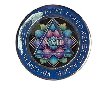 Customizable AA Medallion: Lotus Sobriety Coin - Alcoholics Anonymous Gift