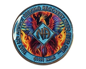 NA Phoenix Medallion - Narcotics Anonymous Sobriety Coin - Custom Recovery Chip - Milestone Clean Time Token