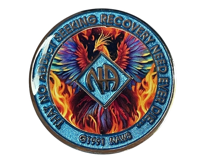 NA Phoenix Medallion - Narcotics Anonymous Sobriety Coin - Custom Recovery Chip - Milestone Clean Time Token