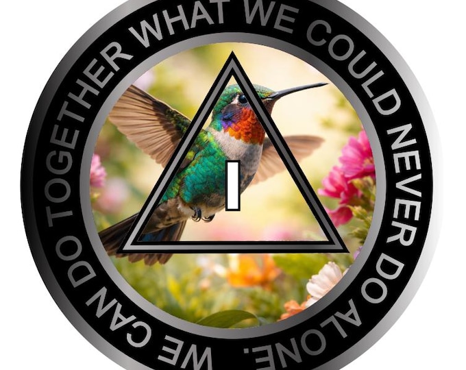 Hummingbird AA Recovery Token – Freedom & Renewal Sobriety Coin with Serenity Prayer