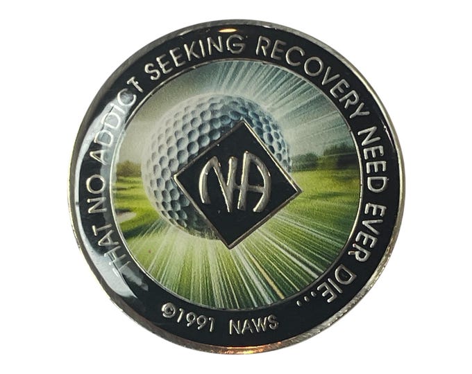 Golf-Themed NA Recovery Medallion – Custom Sobriety Coin, Personalized Clean Time Chip, Narcotics Anonymous Gift