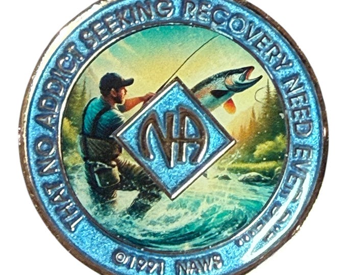 Narcotics Anonymous Fly Fishing Medallion – Personalized Recovery Token