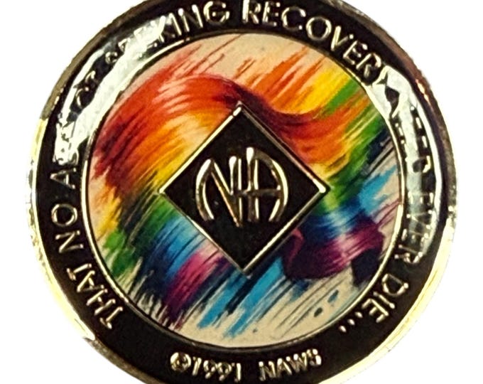 Rainbow Brushstroke NA Recovery Medallion: Custom Clean Time Chip