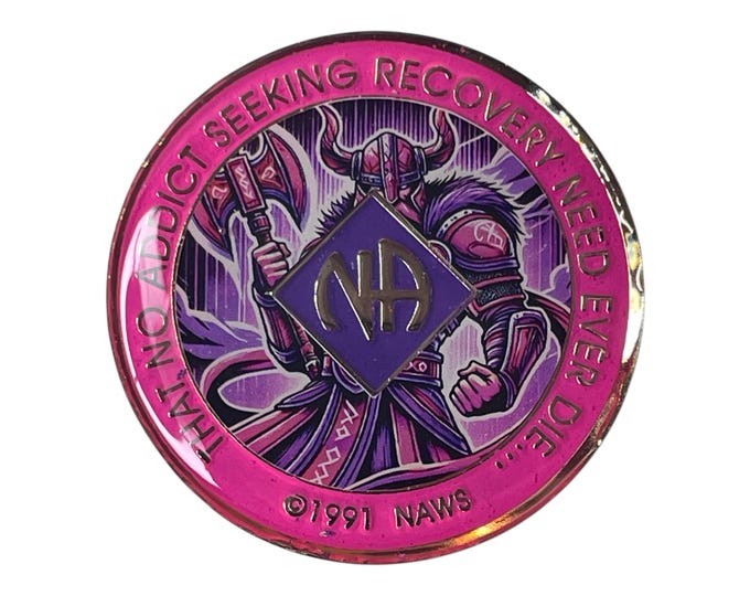 NA Viking Warrior Recovery Medallion - Narcotics Anonymous Chip - Custom Clean Time Token
