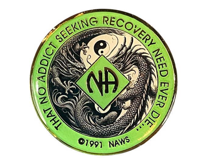 NA Dragon Recovery Medallion: Custom Clean Time Chip, Yin Yang Design