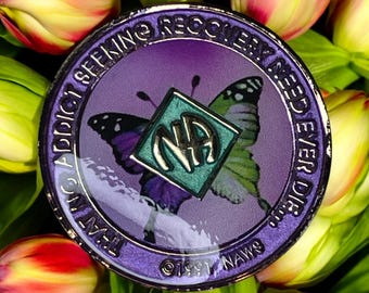 Butterfly Transformation NA Recovery Coin | Personalized Sobriety Medallion | Narcotics Anonymous