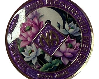 Medallón de recuperación de flor de loto Yin Yang / Bronce Narcóticos Anónimos