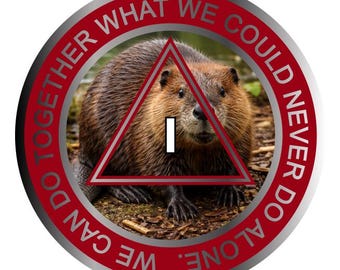 AA Medallion – Beaver Design | 38mm Sobriety Chip | Alcoholics Anonymous Clean Time Coin