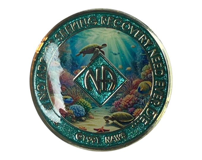 Ocean Turtle NA Recovery Medallion: Custom Clean Time Sobriety Token