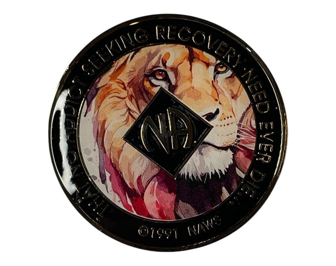 Lion NA Medallion: Colorful Narcotics Anonymous Recovery Coin