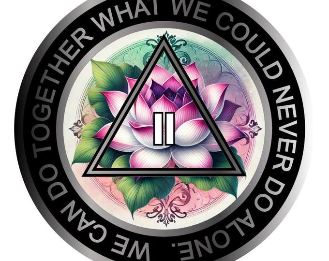 Lotus Flower AA Medallion – Spiritual Recovery Chip with Serenity Prayer- Resin Finish