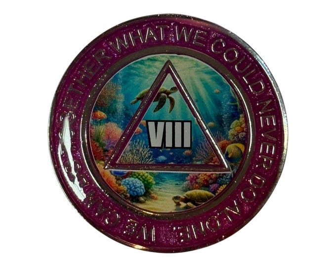 Seascape Alcoholics Anonymous Medallion - Silver Finish