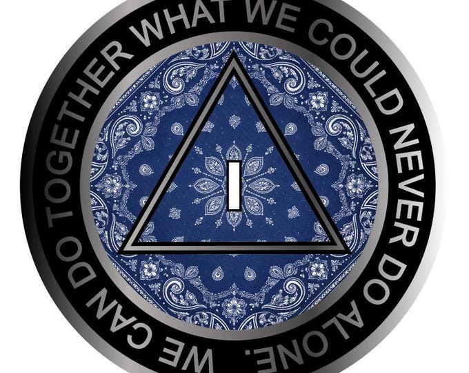 AA Blue Bandana Sobriety Medallion – Custom Recovery Coin