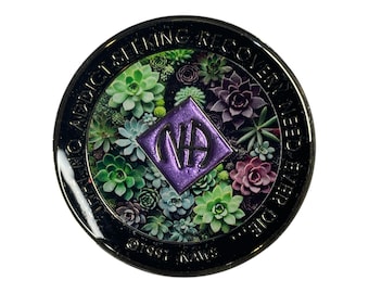 Succulent Yin-Yang NA Recovery Token | Personalized Clean Time Coin| Sobriety Chip