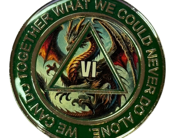 Dragon of Recovery – Custom AA Medallion Celebrating Strength, Courage & Sobriety