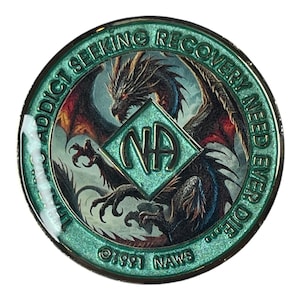 Artistic Narcotics Anonymous Medallion | Custom NA Recovery Coin | Anniversary Milestone Gift | Dragon Recovery Medallion