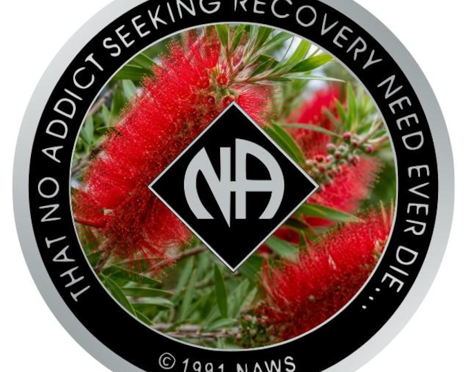 Bottlebrush Flower NA Recovery Medallion – Narcotics Anonymous Sobriety Chip (34mm)